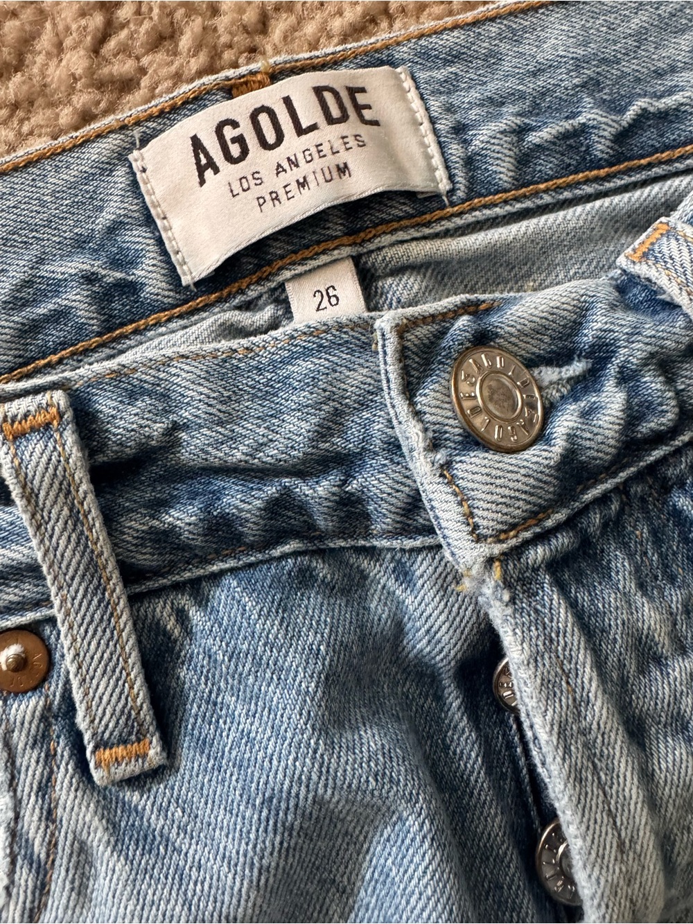 AGOLDE Pinch Waist Light Wash Distressed High-Rise Jeans Size 26